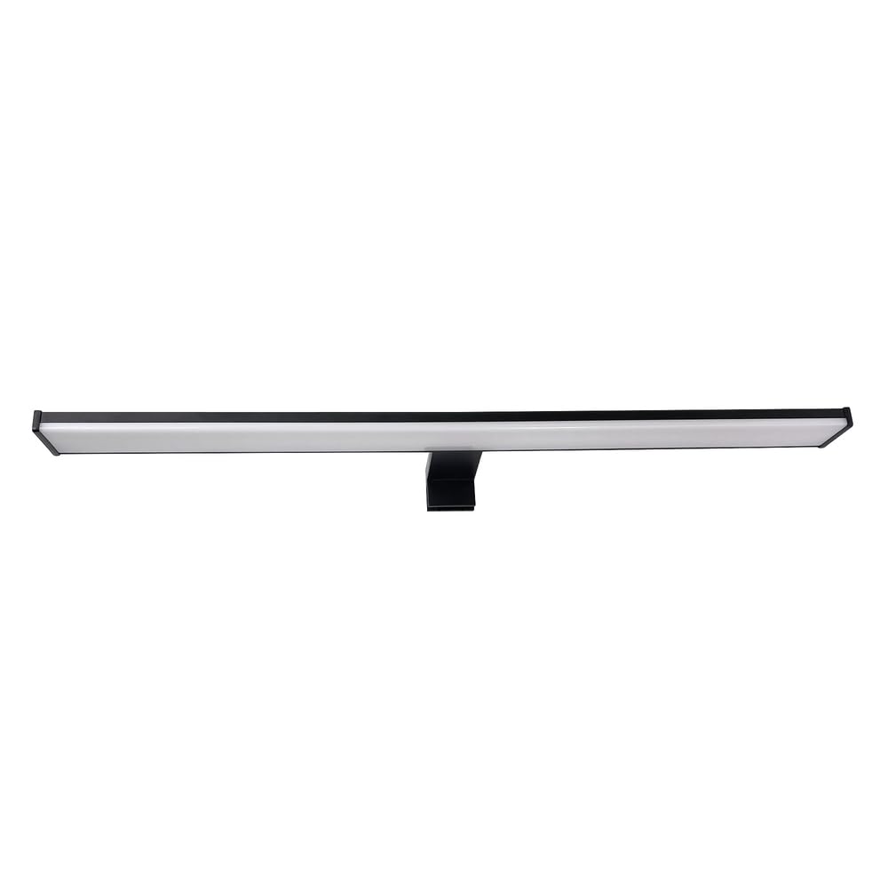 TIBELEC Aplique miroir LED noir 60cm, 12W, 4000 lm, IP44, 4000K, 3 types de fixation, bornier intégré, garantie 5 ans