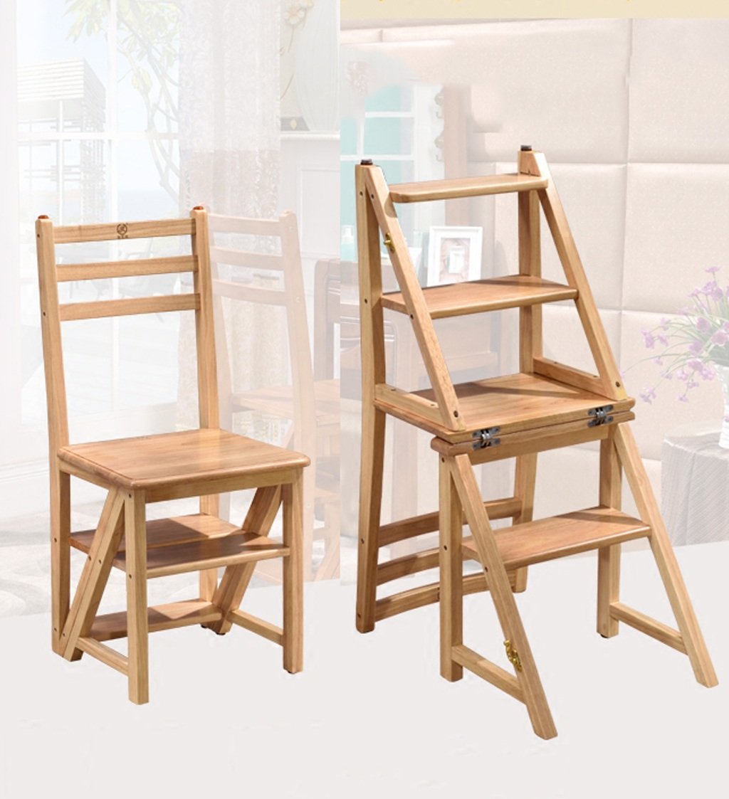 Escabeau marches pliantes et tabouret haut double usage en bois de caoutchouc 90 cm