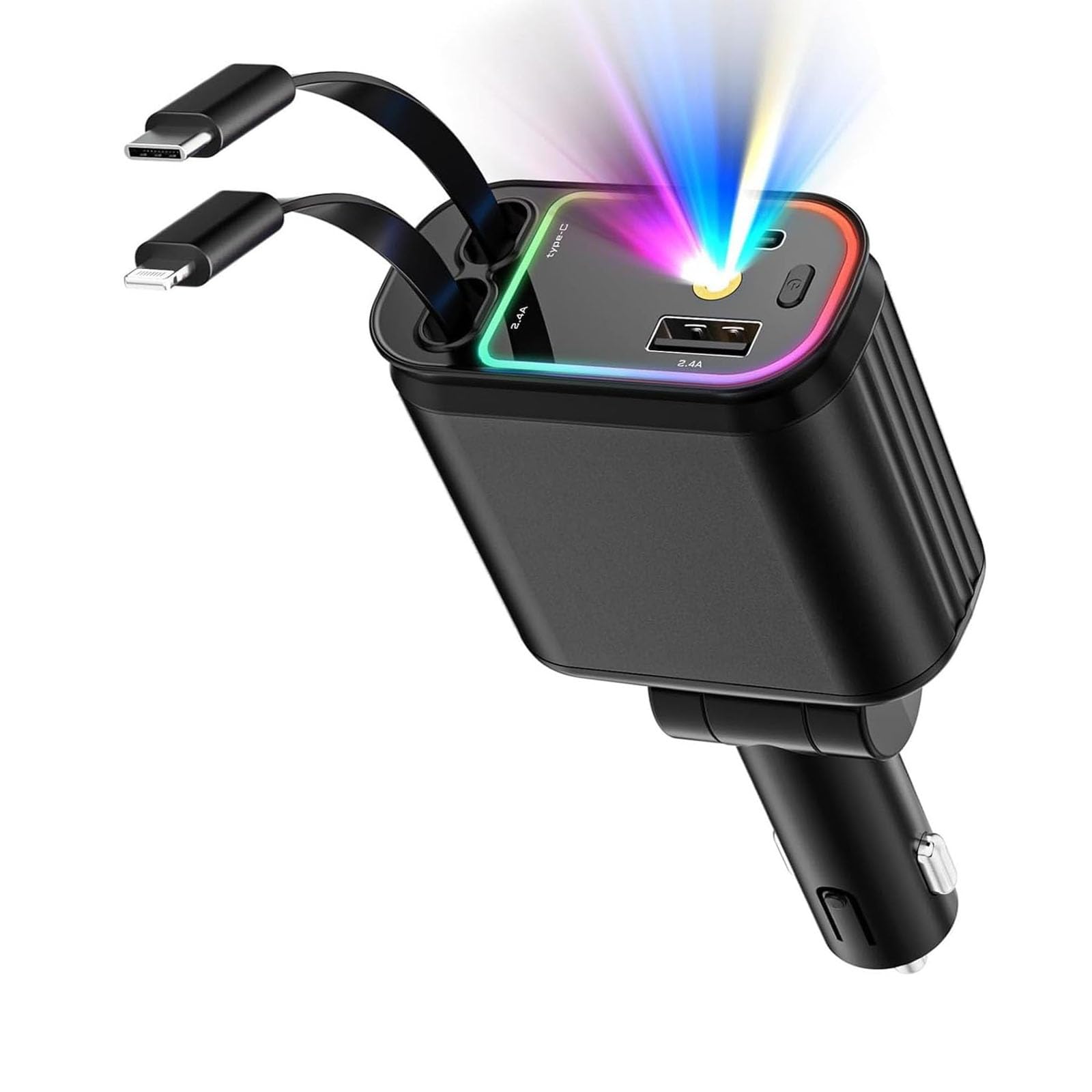 C9 Sternenhimmel Top Einziehbares Auto-Ladegerät – Dual-Port– Kompatibel mit iPhone 15/14/13 Pro Max, Samsung Galaxy, iPad Pro – LCD-Anzeige für Ladezustand