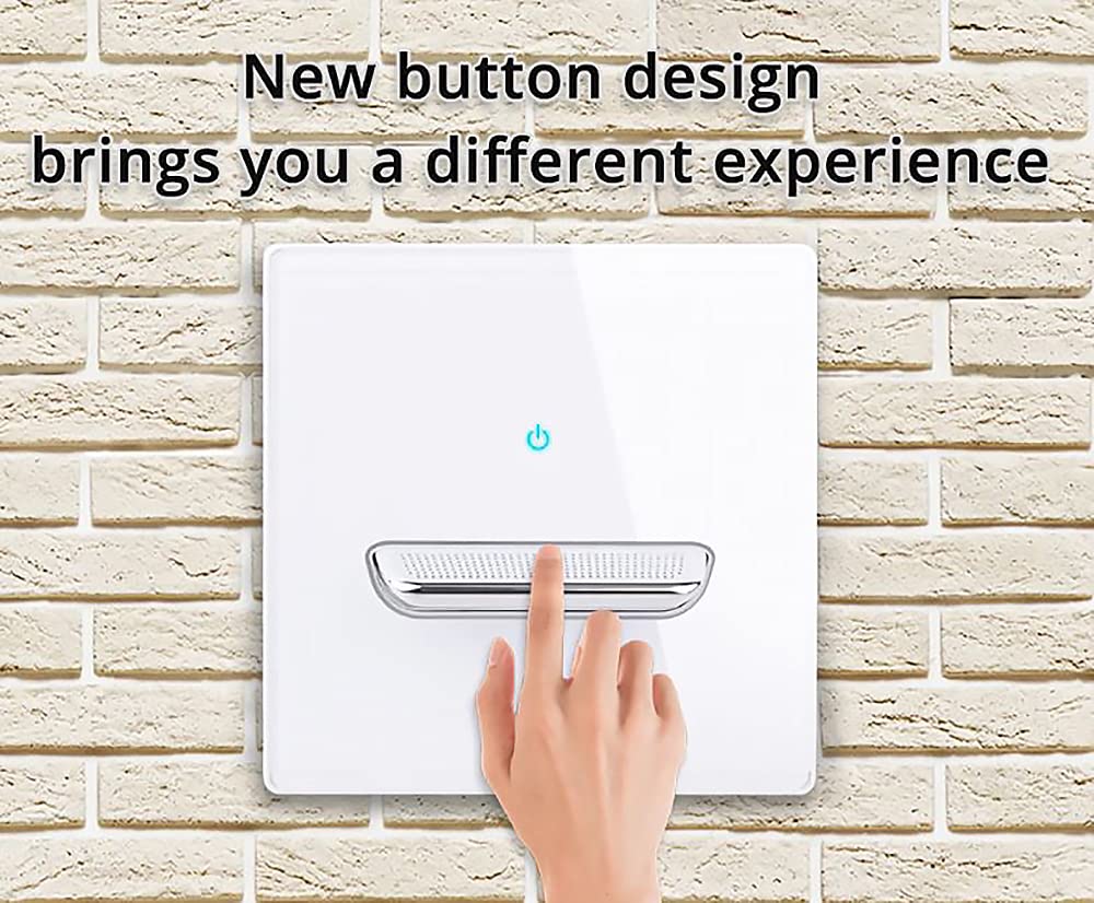1/2/3/4 Gang 2 Way Black/White/Grey/Gold Wall Light Switch Chrome Toggle Press Button Tempered Glass Plate Blue LED Light (3 gang 2 way white) - Image 3