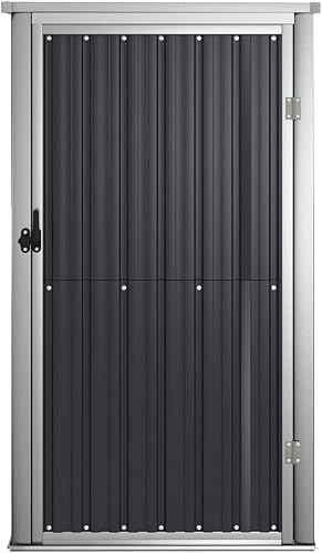 Miniatura 4 de Tidyard Cobertizo de jardín de metal con puerta, casa de almacenamiento de herramientas de acero galvanizado para exteriores, organizador de equipos