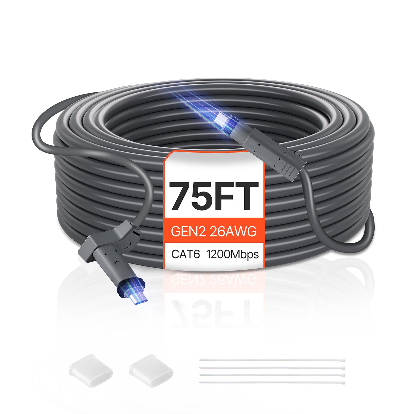 VEVOR Cavo Starlink Gen 2, Cavo di Prolunga Durevole per Generazione Standard 2, Compatibile con il Satellite Rettangolare Starlink V2, Cablaggio per Camper, 22,86 m, Nucleo in Rame 26 AWG