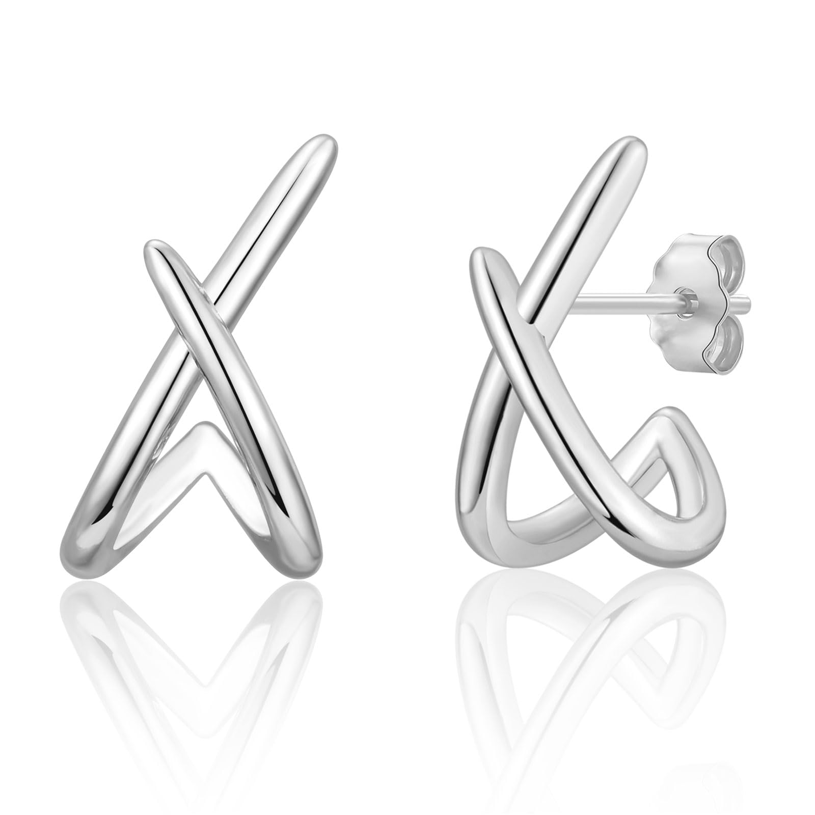 Silber 925 Ohrstecker - Geometrische Crossover Ohrringe mit