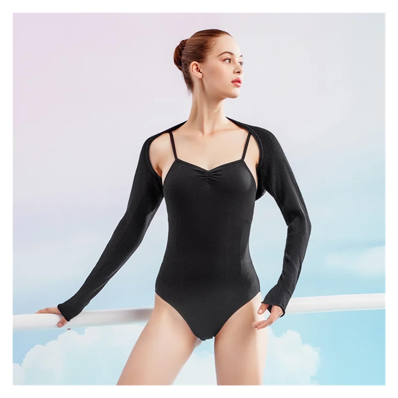Suéter cruzado for mujer, tops de baile, abrigo de punto, chal cálido, suéter de baile de manga larga, leotardo de ballet for adolescentes, ropa deportiva de gimnasia