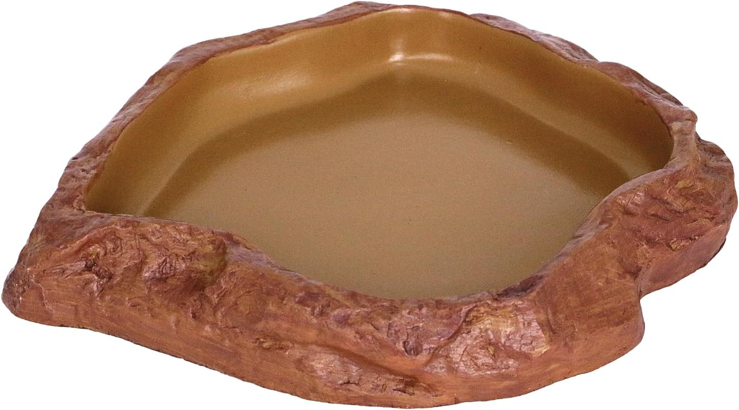 Reptile Feeding Dish Corner Bowl,Reptile Rock Food/Water Dish for Reptiles,Amphibians,Bearded Dragon,Lizard,Frog,Gecko,Tortoise,Hermit Crab and Other Little Critters, Water Resin Dish