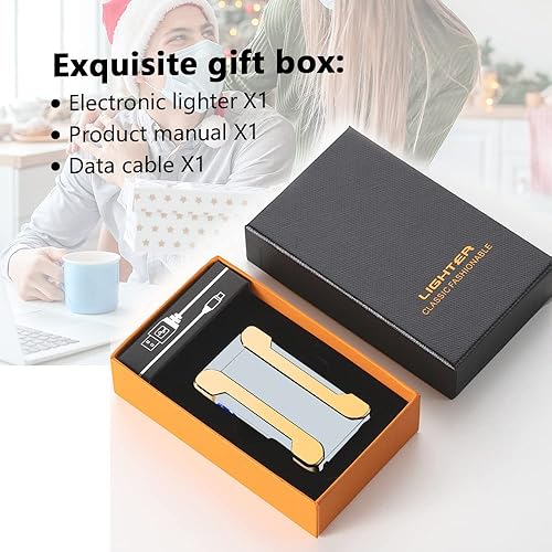 Miniatura 6 de YOZWOO Encendedor eléctrico recargable USB, encendedor de doble arco, encendedor de plasma, resistente al viento, sin llama, con diseño de