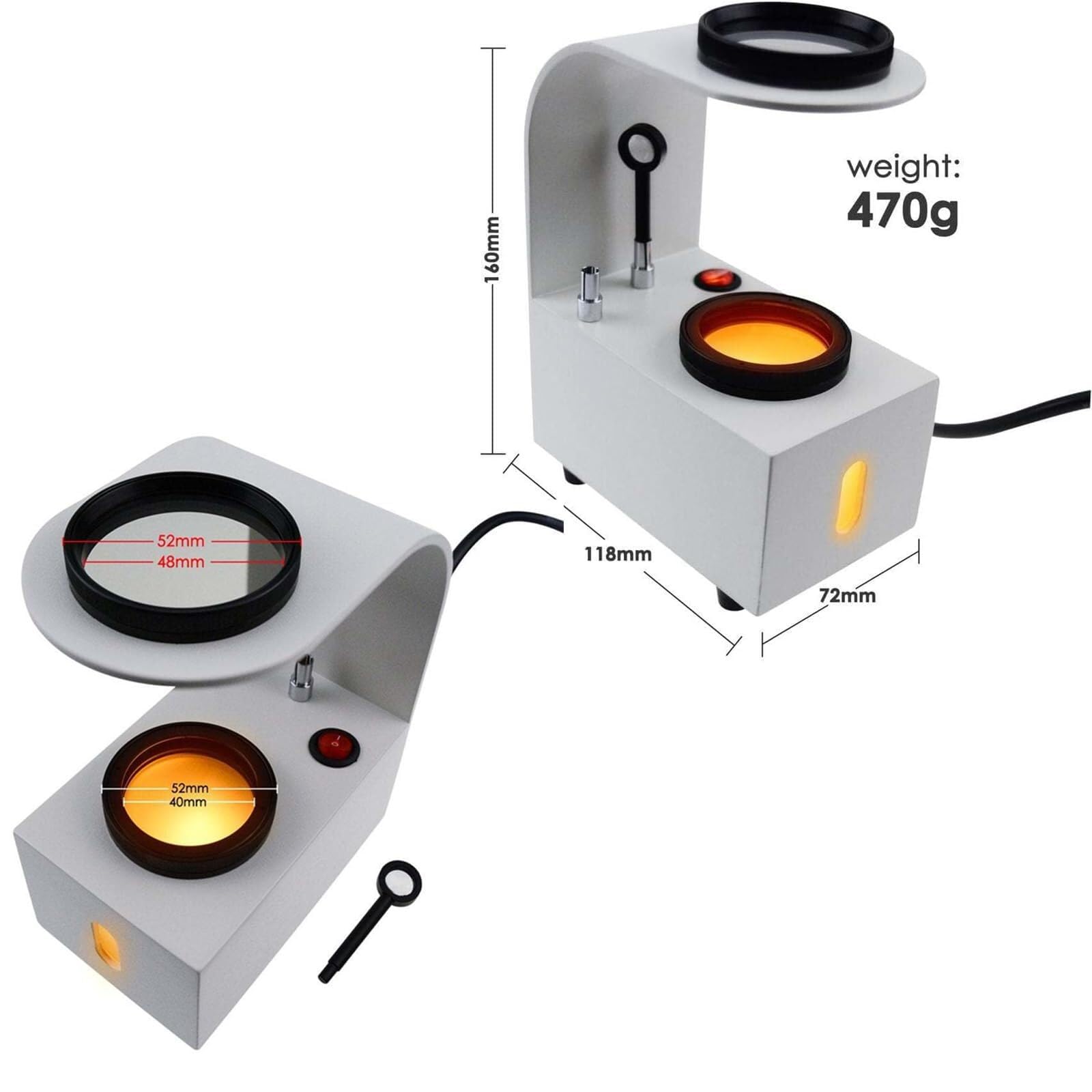 Tisch-polariskop Mit Led-leuchte, Spiegelhöhe 58 Mm, Mit Interferenzkugel Und Universalklemme, Schmuck-polarisometer-Tester Für Diamanten, Amethyste Und Edelsteine