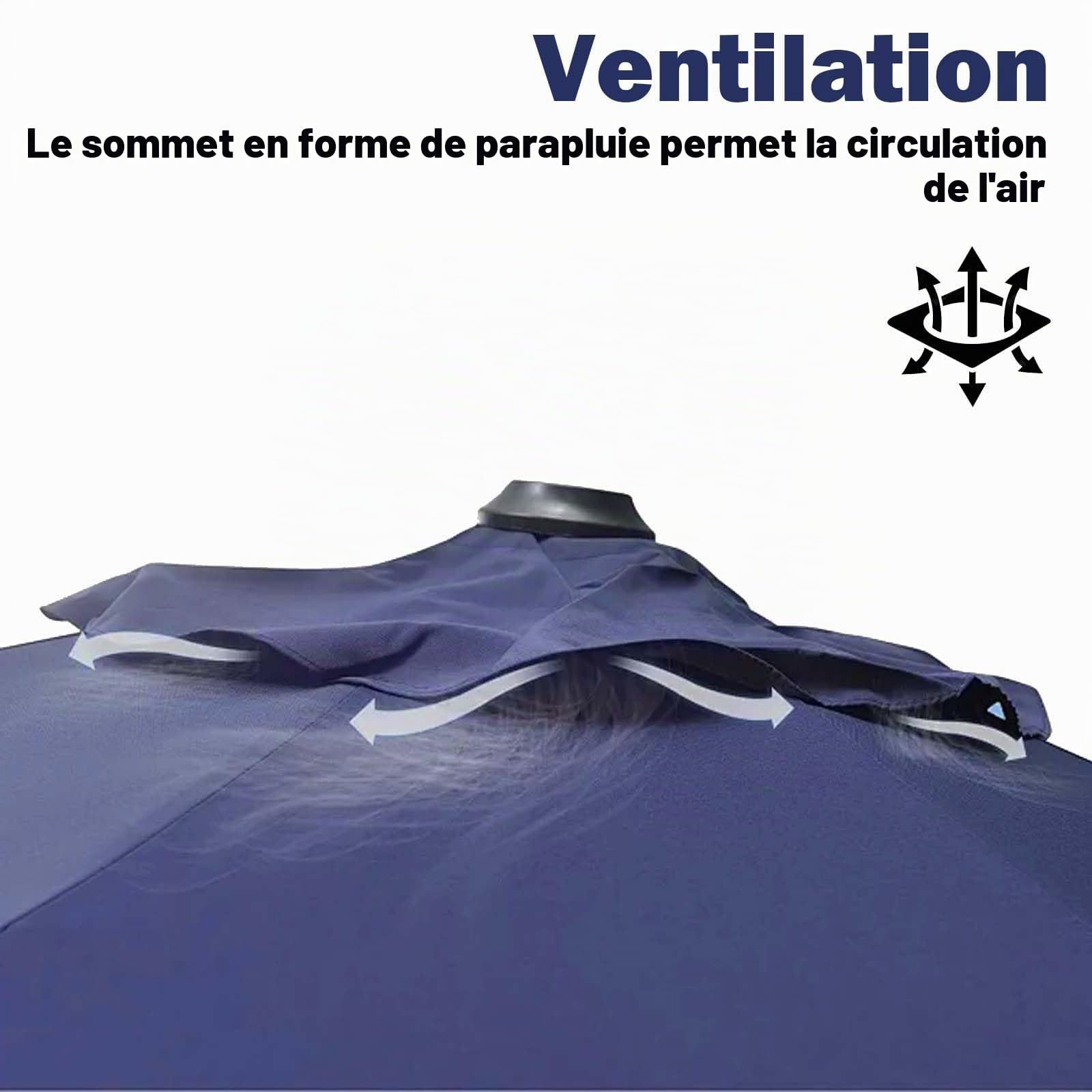 Auvent De Remplacement pour Parasol 4m-8 Baleines, Housse Parasol Imperméable Protection UV, Pour Cour, Jardin, Plage