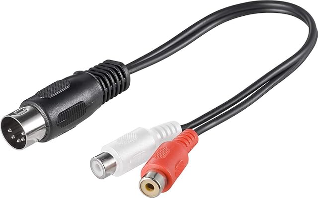 electrosmart 20cm 0.2m 5 PIN DIN Male Plug to 2 x RCA Phono Female Sockets Amp Audio Adaptor Cable