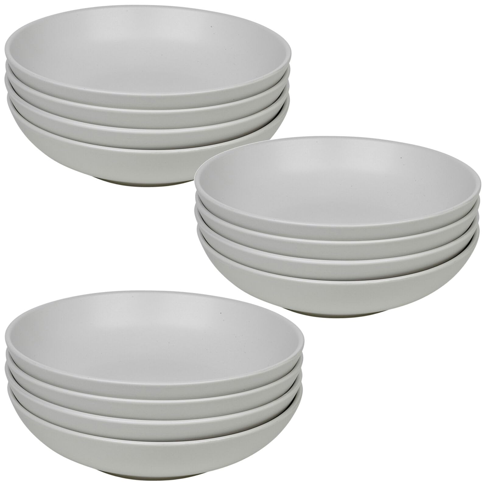 Queensway Home & Dining Stone Ceramic Dinnerware of 4/8/12 Pcs Crockery Bowls for Dining Set - Dishwasher Safe, Dessert, Pasta Bowls - 4 Solid Colour Elegant Tableware Set