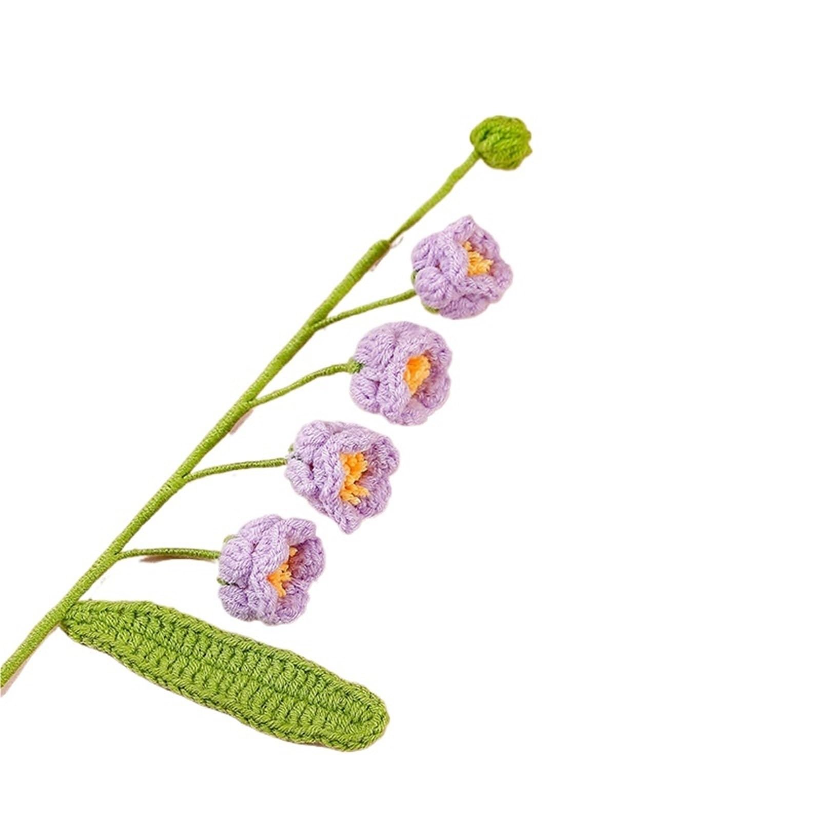 EXKURPOO crochet plant Puff Bell Orchid Crochet Flowers Creative Bouquet Flower Knitted Desktop Decor for home