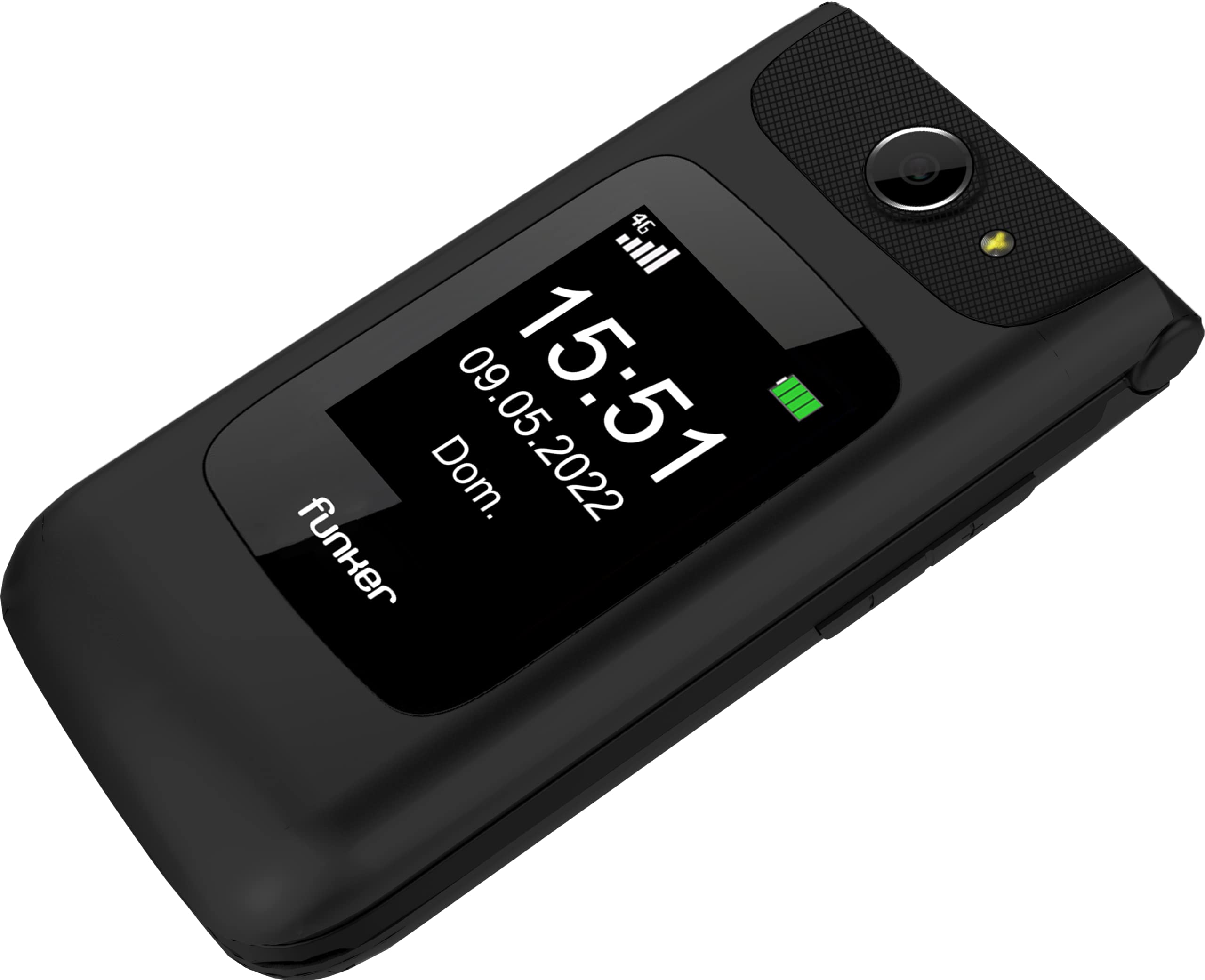 Funker C200 Comfort 4G - Teléfono móvil 4G Volte de Tapa para Mayores, Botones y Teclas Grandes, fácil de Usar, botón SOS, USB-C, 3 memorias directas, 2000 contactos, Bateria 1000mAH, Negro