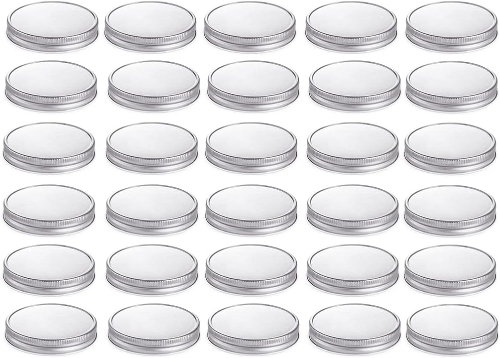30 Pcs Regular Mouth Mason Jar Lids - Leak Proof Secure Solid Caps, Metal Canning Lids for Food Storage