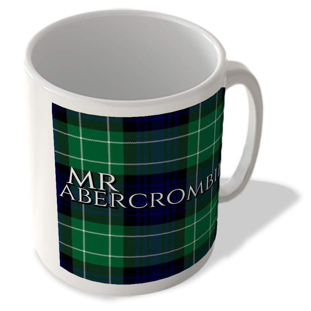 Mcmug White - Mr Abercrombie - Abercrombie Modern Tartan - (Full Background) - Scottish Mug, Ceramic, 11Fl.oz.