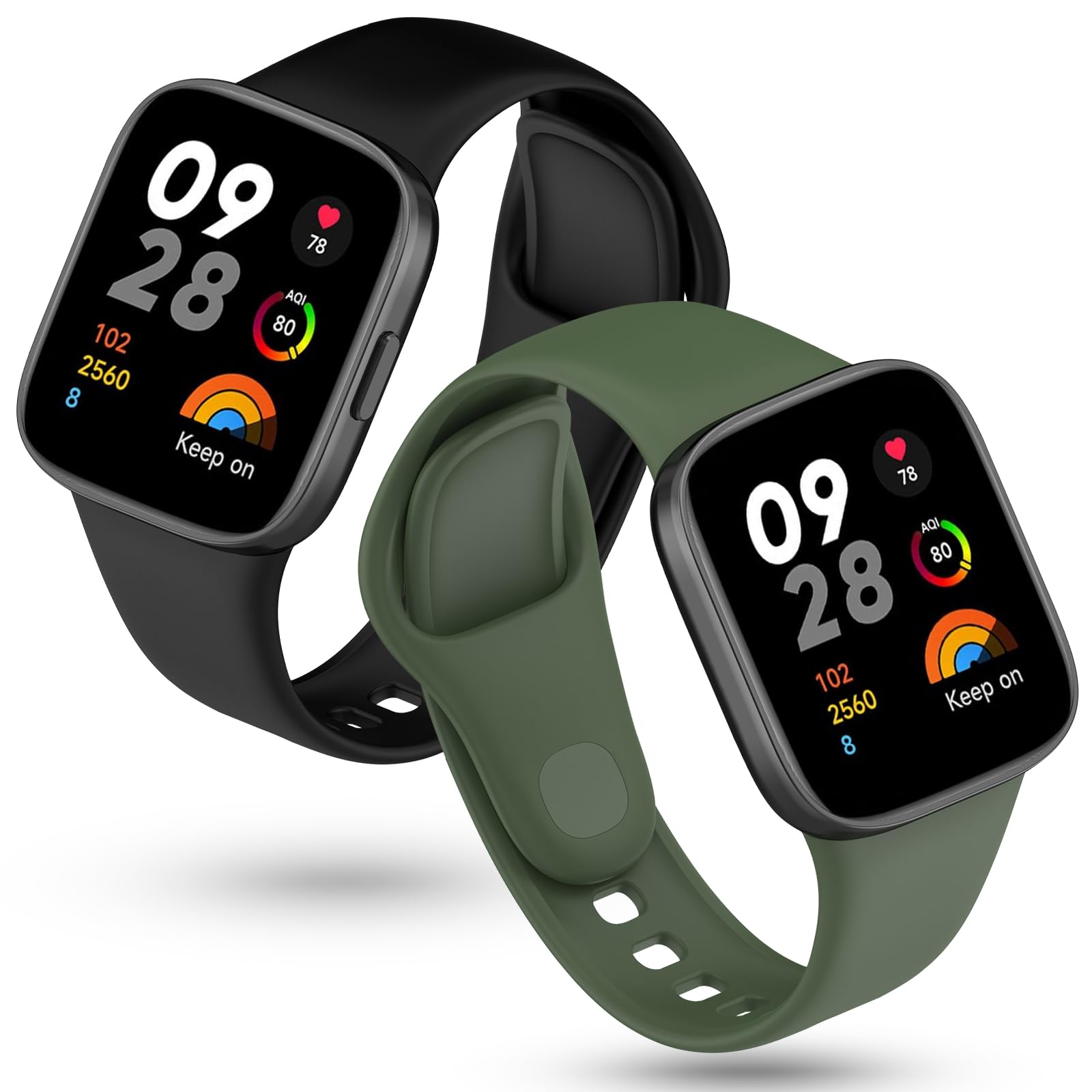 2 Bracelets Silicone Pour Xiaomi Redmi Watch 3 - Noir/Bleu Encre | Sport, Confort
