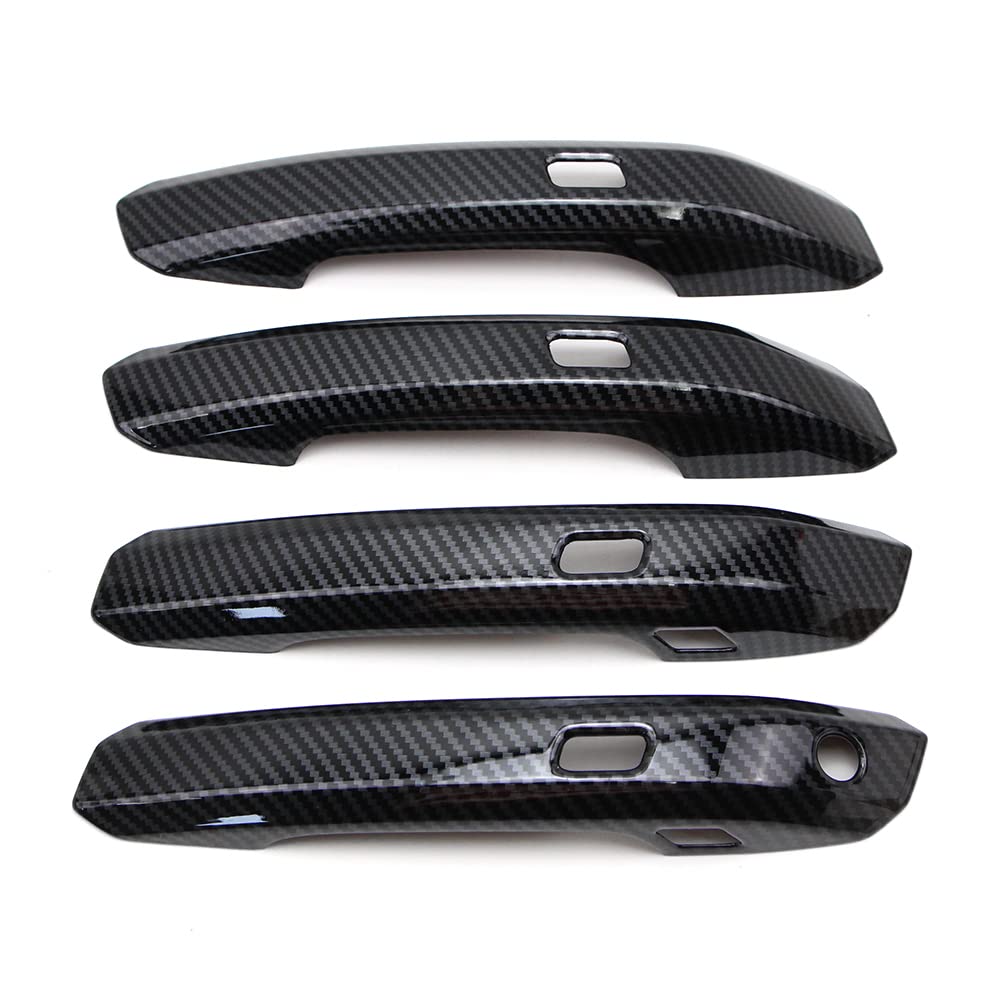 Dreamseek 4Pcs Door Handle Decoration Cover Compatible with Audi Q5 SQ5 2018-2023, A4 A5 2017-2023 Allroad Sportback Cabriolet Carbon Fiber Style with Smart Keyhole