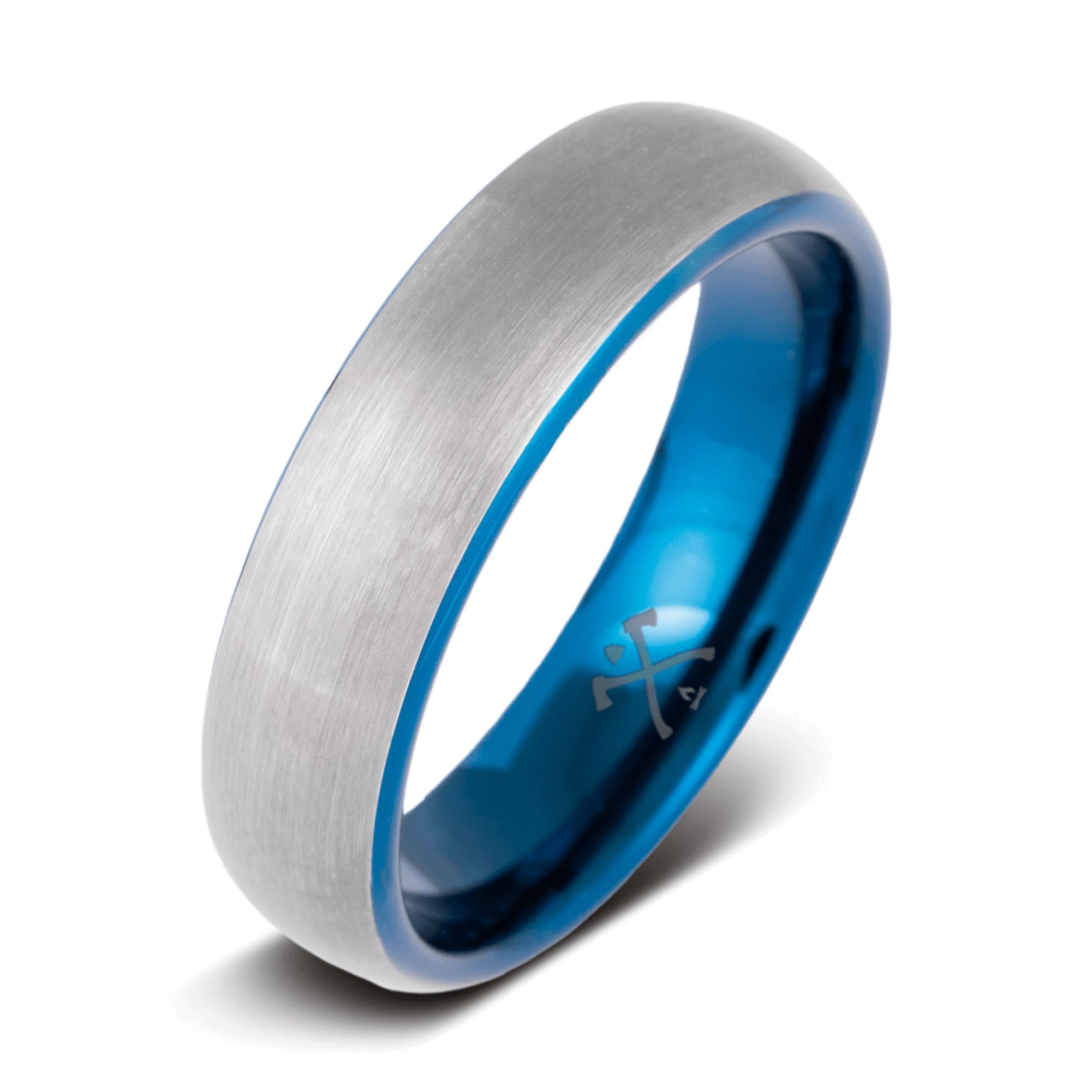 Manly Bands: Blue Plated Mens Wedding Bands and Rings - Unique Tungsten and Black Plated Tungsten Wedding Band, Stylish Ring for Men, Free Silicone