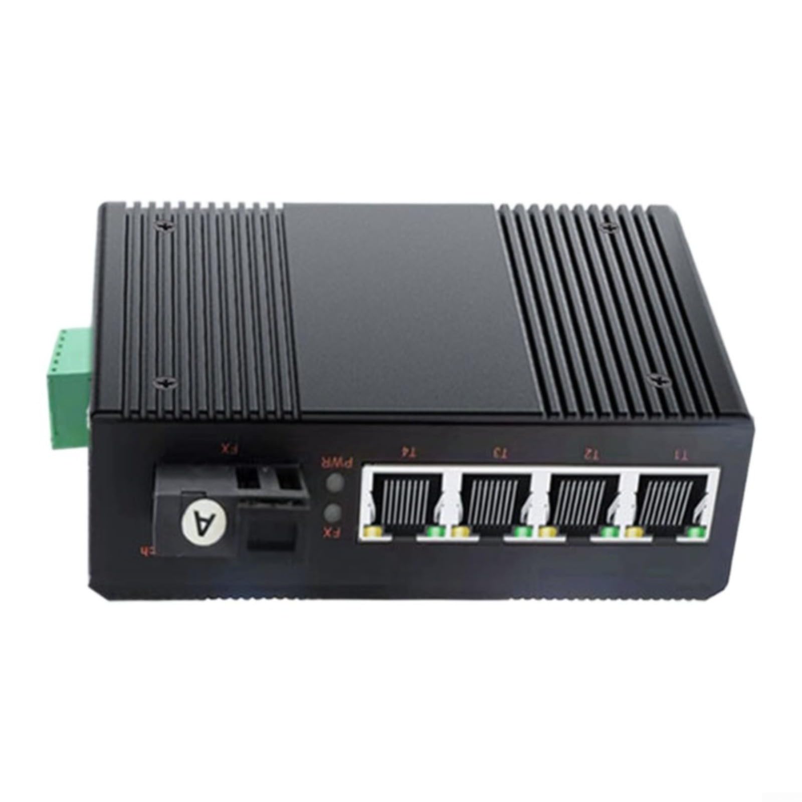 Convertisseur de média Gigabit industriel, 1x pour sc Fiber 4x Ethernet, rail DIN