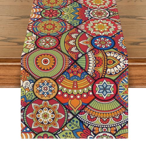 Artoid Mode Camino de mesa de lujo vintage con adornos bohemios, cocina de temporada, mesa de comedor, boda, banquete, decoración, vacaciones, fiesta, decoración, 40 x 140 cm