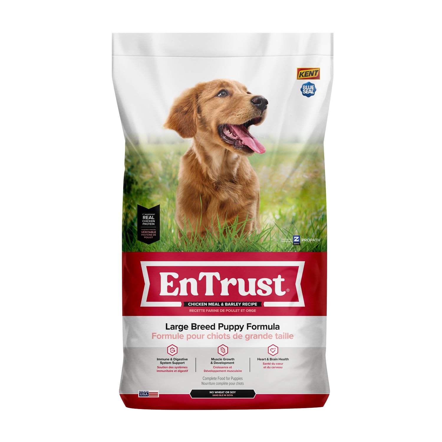 ENTRUST Large Breed Puppy Food | Real Chicken & Barley | Enriched with Super Foods, Antioxidants and Prebiotics | No Wheat or Soy | 33 Pound Bag
