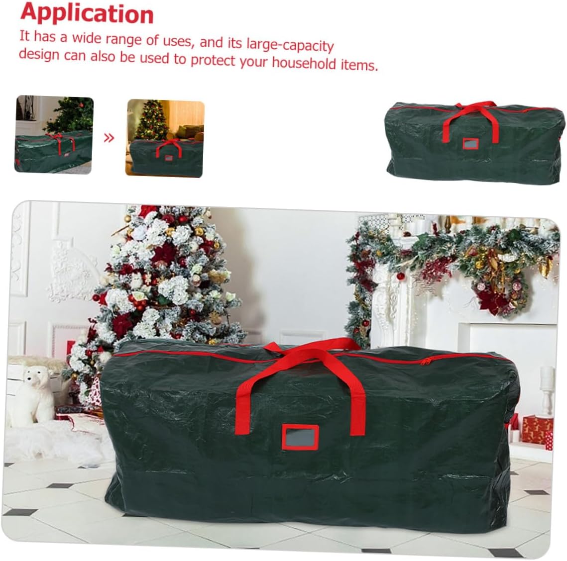 FUOYLOO Water-resistant Christmas Tree Storage Pouch with Handles Large Xmas Tree Organizer Bag Smooth Zipper Closure for Dust and Moisture Protection