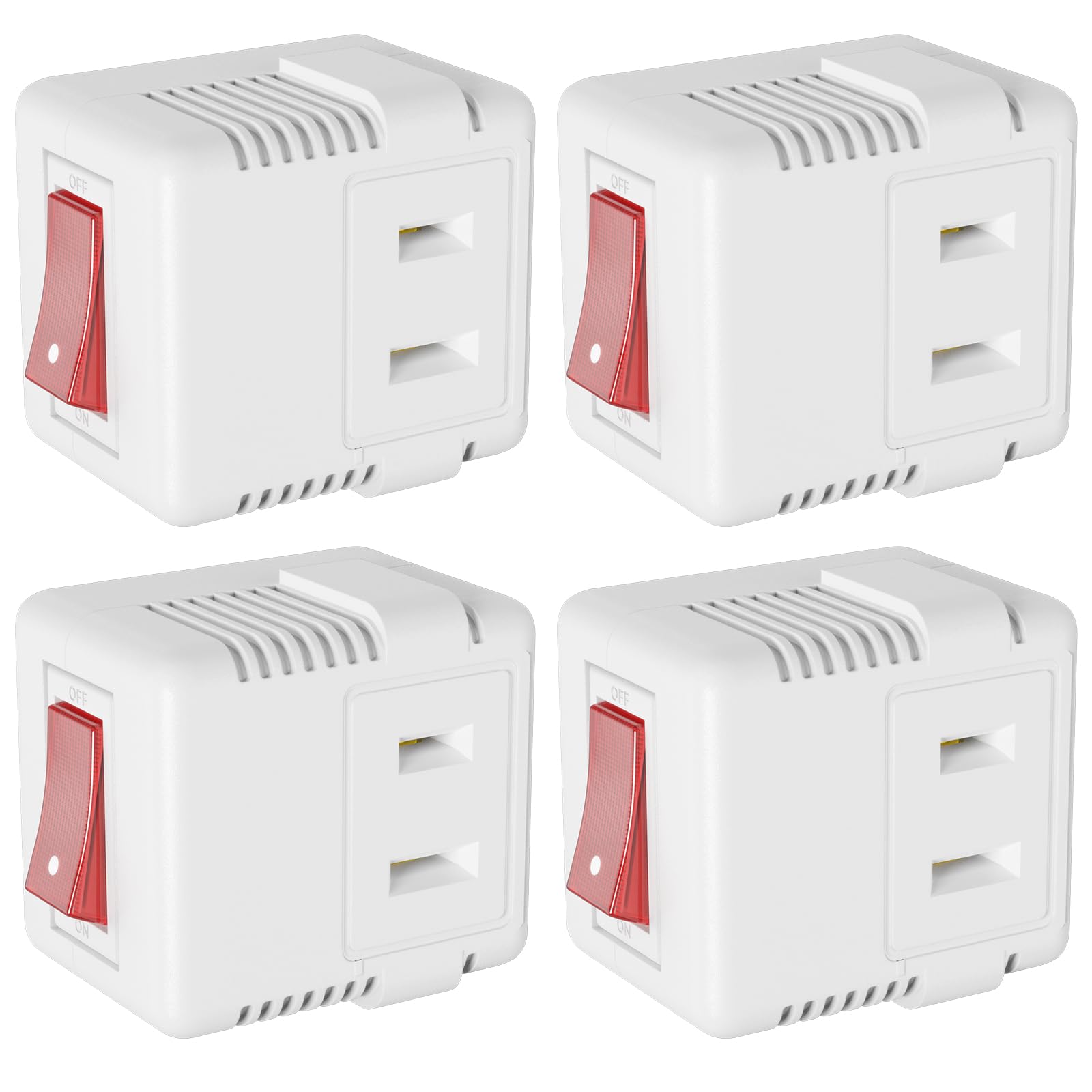 PLUGTUL 2 Prong Outlet Switch, Single Outlet with ON Off Switch, ELT Listed, 15A 125VAC 60Hz, 4Pack, White