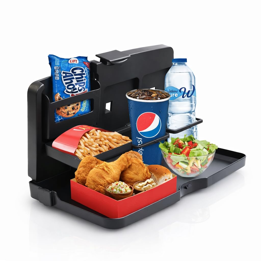 Multi-Functional Portable Foldable Car Backseat Tray Desk - Black Portable Car Vehicle Back Seat Tray Table for Food, Meal, Snack, Laptop - Stay Organized When on The Go-image-27