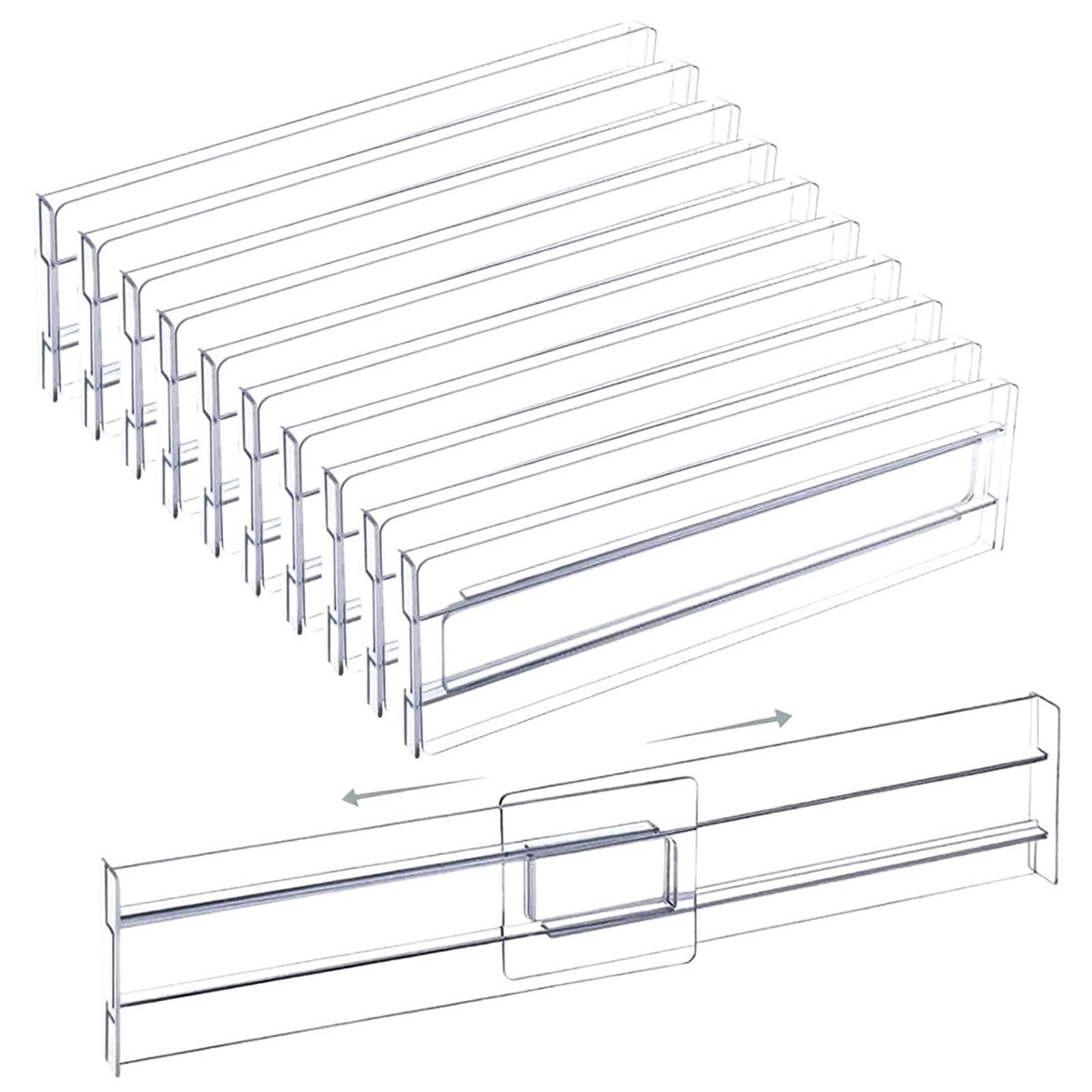 CIGPKLO Drawer Dividers 4Pcs Transparent Drawer Dividers Adjustable Expandable For Clothes Utensils Cosmetics Office Storage
