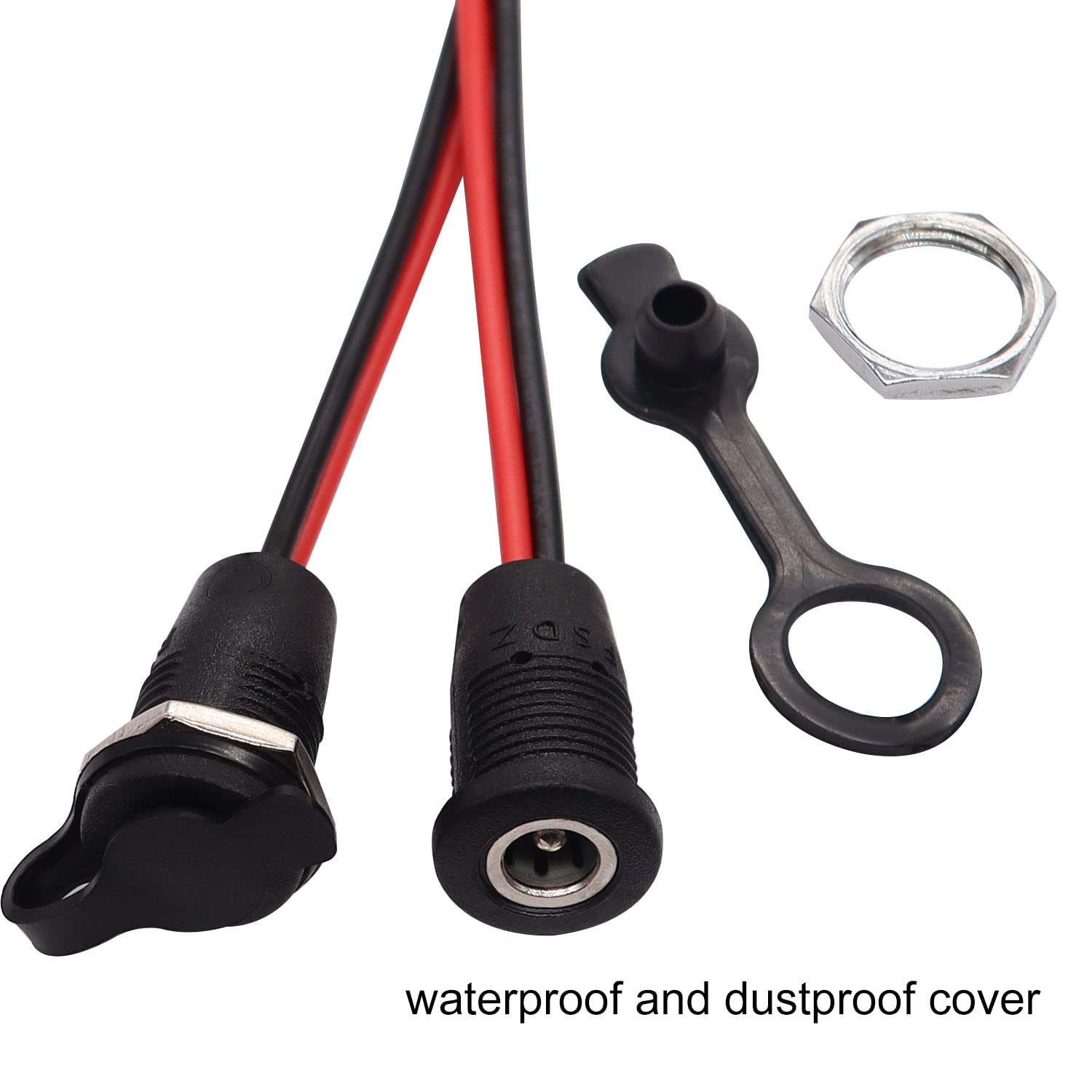 Youmile 10 Coppie Connettori DC-099 5.5x2.1mm – Presa Femmina Pannello 30V/5A Con Cappuccio Impermeabile + Spina Maschio, Nichelato