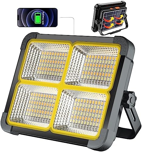 MASMEJOR Rechargeable Work Light Solar, 10000LM, 12000mAh, 4 Lighting Modes