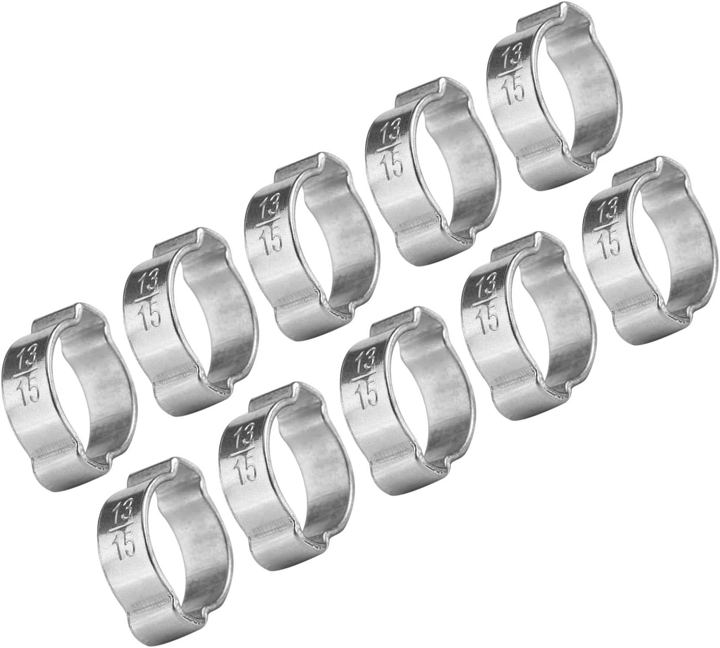 20PCS Double Ear Hose Clamp, Zinc Plated Iron Galvanized 13-15MM Two Ear Hose Clamp for Petrol Pipe Tube