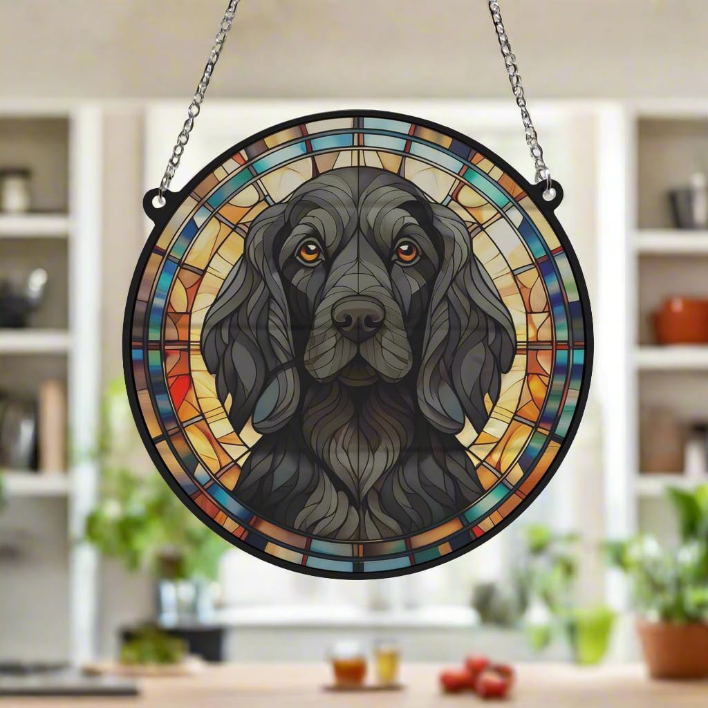 Cocker Spaniel Black Stained Glass Effect Suncatcher Gift for Dog Lovers - 13cm - Image 4