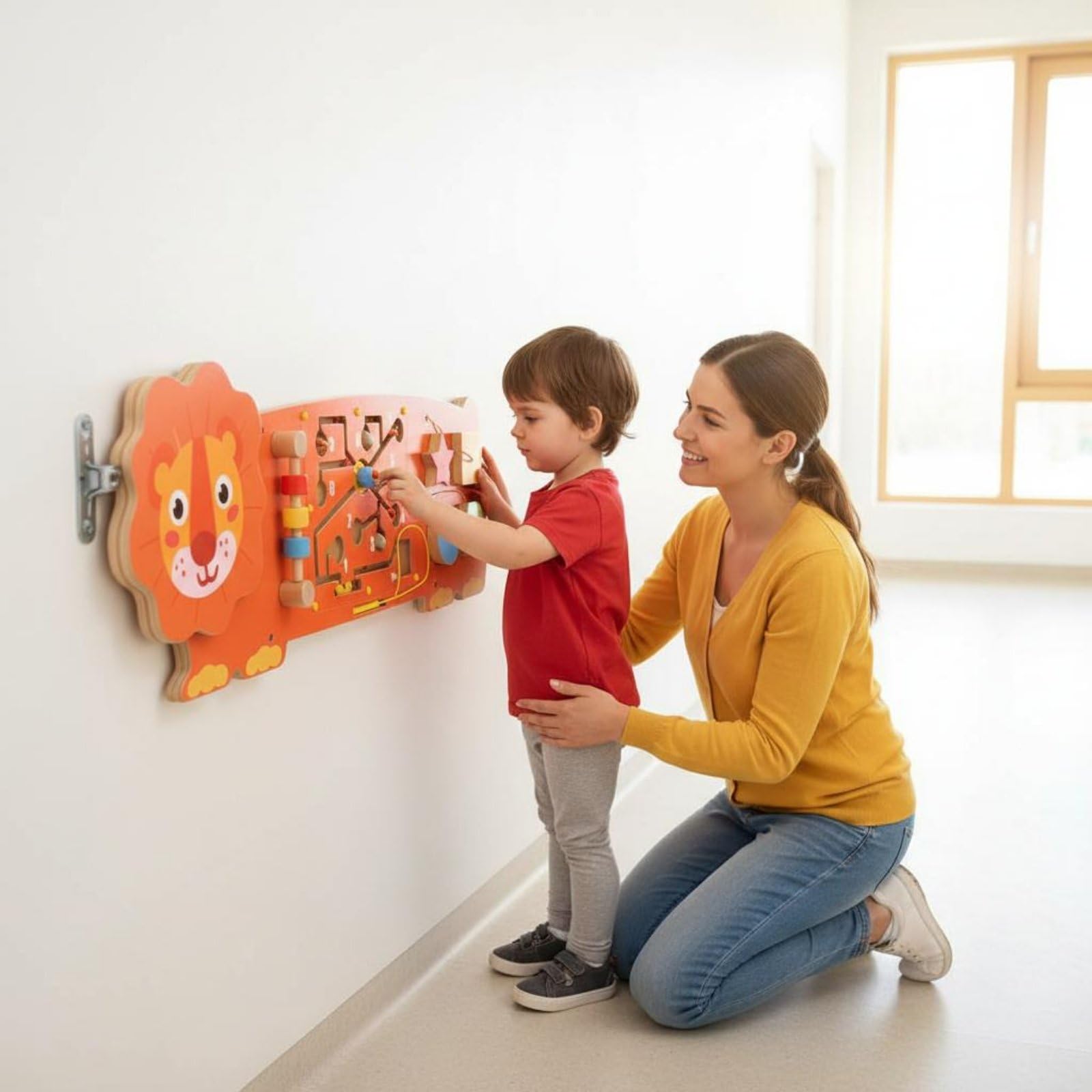 Holzwandspielzeug Wandmontage Wandspiel Holzmaterial Pädagogisch-wandtafel für Vorschulkinder, Kinder, Kindergarten, Elefant, Lernspielzeug, Wandspiel, Montessori-Stil