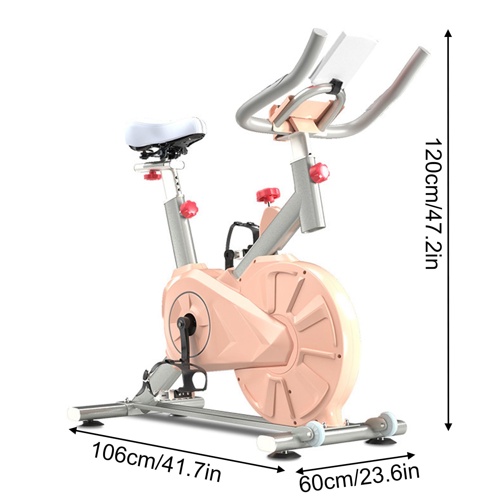 Bici da Fitness, Cyclette da Fitness Indoor, Bici da Indoor con Supporto per Tablet, Bici con Seduta Comoda, 106x60x120cm (Rosa 106x60x120cm)