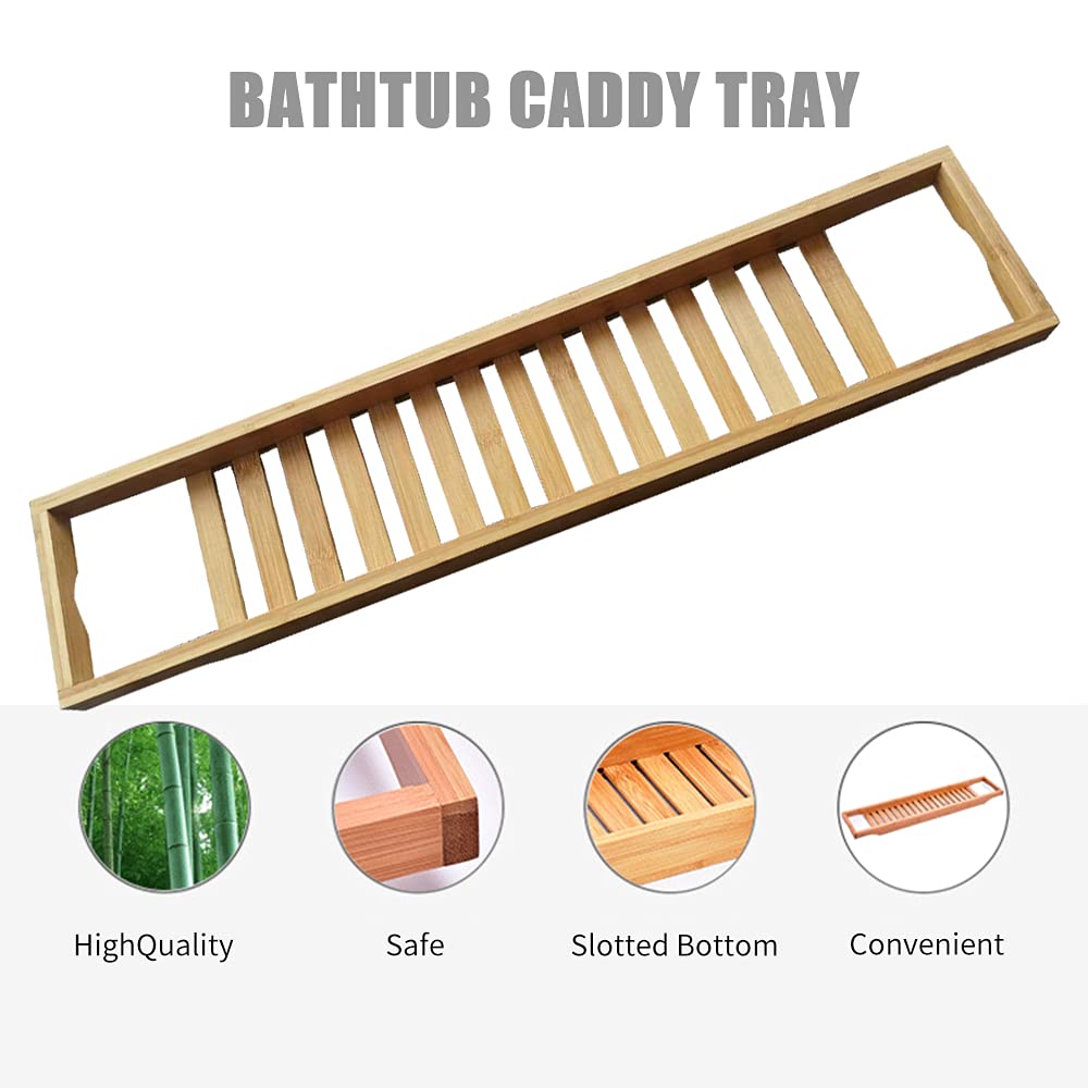 Bambusowa Wanna Caddy Taca Uchwyt Antypoślizgowy do Kąpieli Spa Relaks w Domu na Telefon Książki o Winie Świece