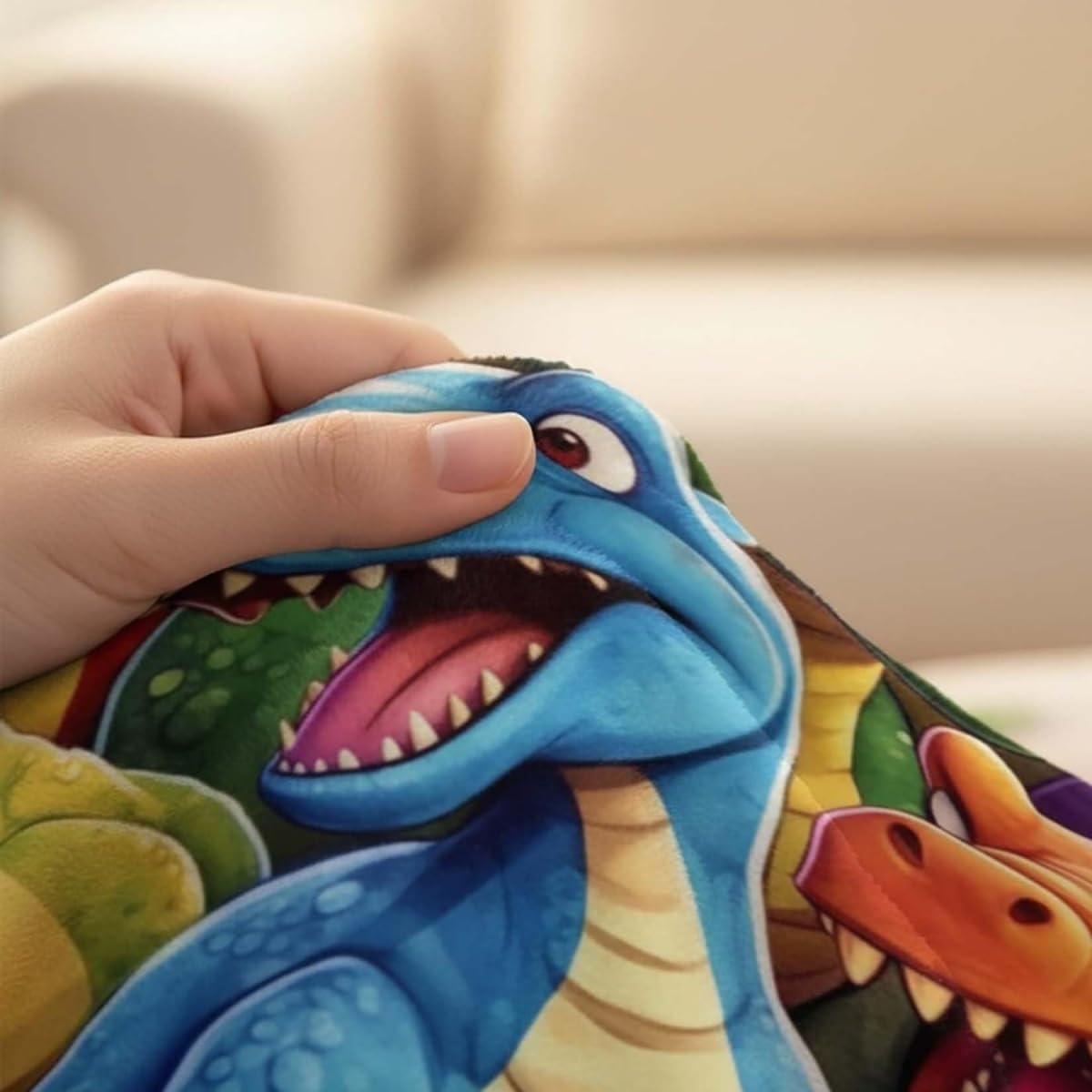 Adius Cute Smiling Dinosaurs HD Digital Print Flannel, Manta de Dinosaurio, Manta de Franela Ultrasuave, para Sofá Cama, Cumpleaños (200 * 150cm)