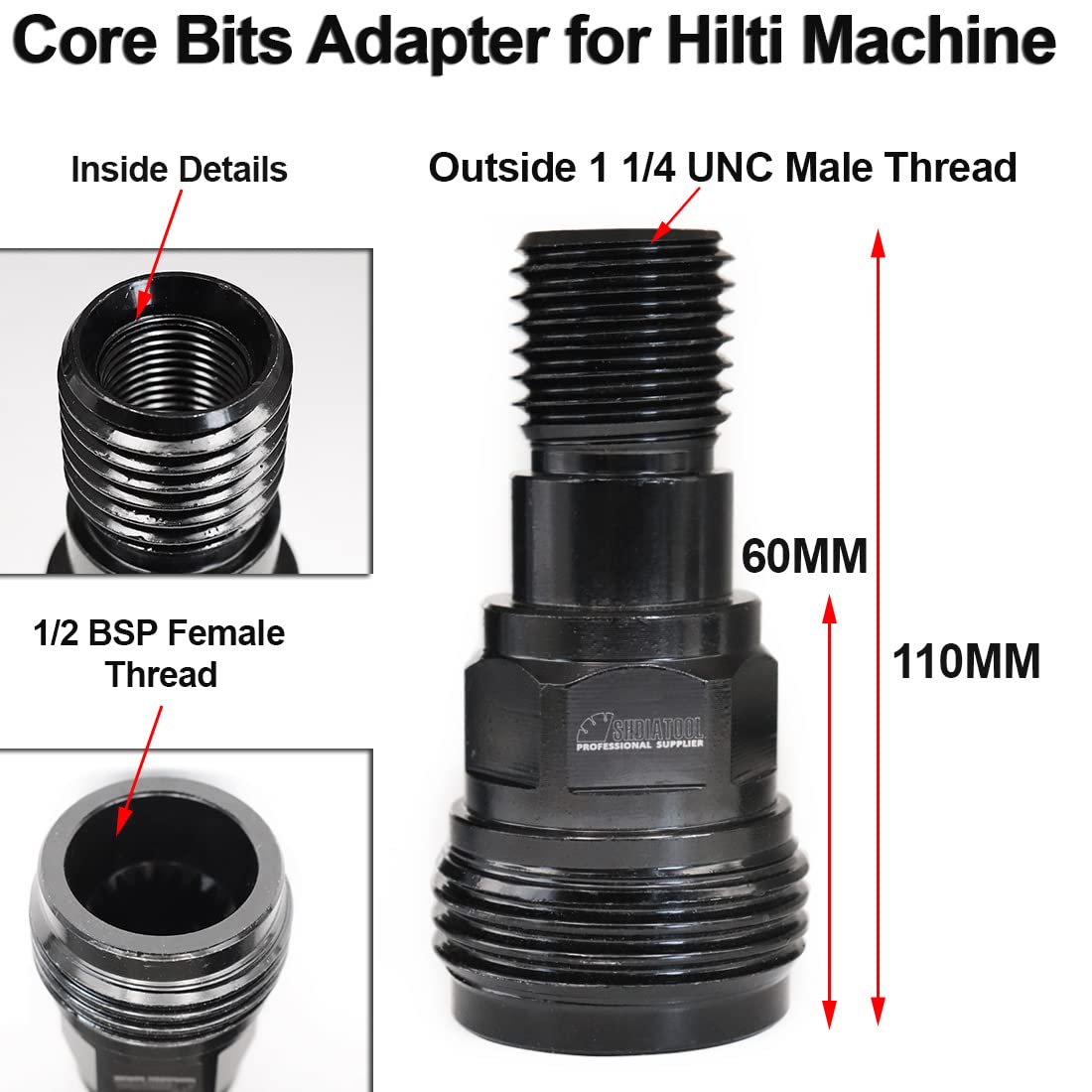 SHDIATOOL Adaptador de broca de núcleo de diamante (DD-BL a DD-BS) para adaptador HILTI DD160E DD200 DD250E DD350