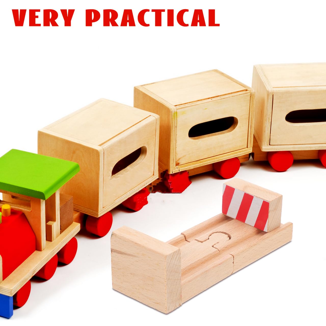 Beaupretty Wooden Train Track Accessories 2Pcs Railway Train Track Parts Compatible with Major Sets for Creative Play and Imaginative Scene Construction - Image 3