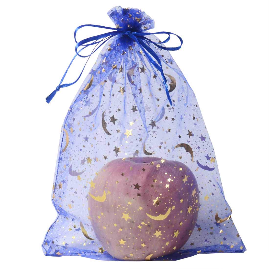 100 Bolsas de Organza con cordón para Regalo de Boda con diseño de Estrellas y Luna