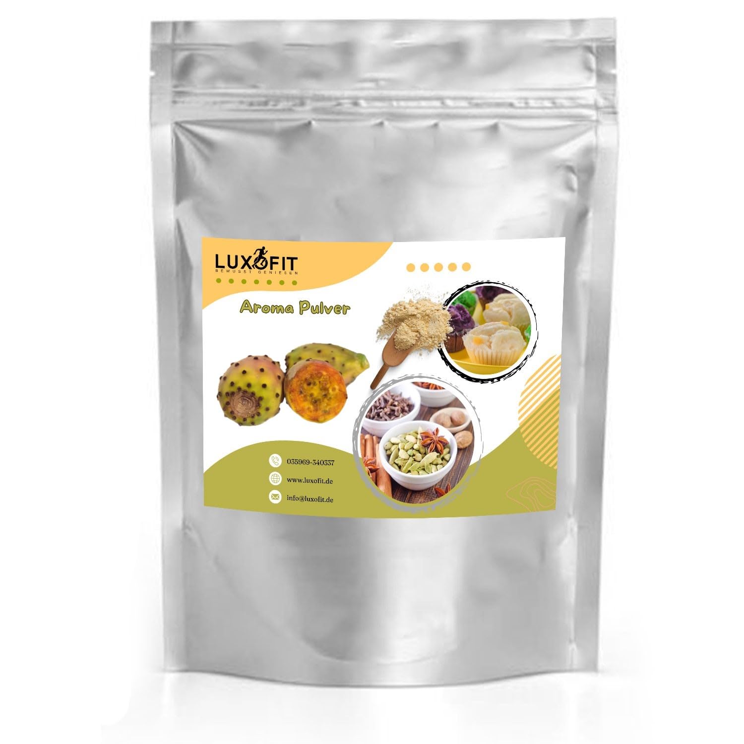 Luxofit Kaktusfeige Aroma Pulver, Aromatisieren von Lebensmittel und Getränke, Intensive Geschmackserlebnisse, Fruchtige Aromen, Made in Germany, Vegetarisch und Vegan (500 g)