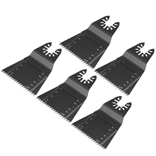 Miniatura 9 de 5 hojas de sierra oscilante de 2.559 in, kits de cuchillas de múltiples herramientas, hojas de sierra de acero de alto carbono para madera y