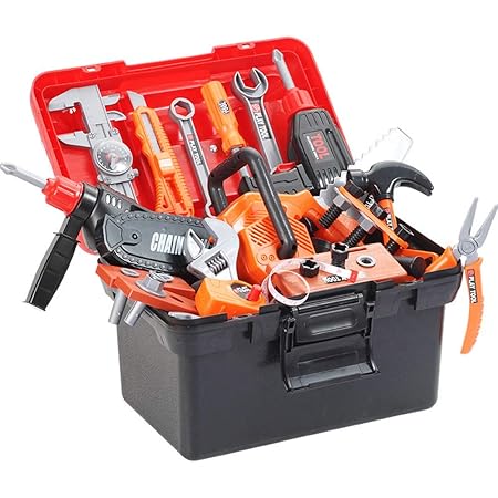 Amazon Co Jp ままごと遊び 修理キット 工具おもちゃセット 作業道具 大工さんセット 電動ドリル 組み立て 工具箱 知育玩具 工具セット ツールおもちゃ おままごと おもちゃ 子供向け 男の子 43pcs おもちゃ