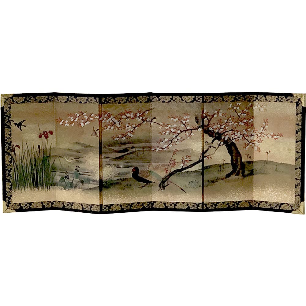 Amazon.co.jp: ミニ屏風 六曲一双豆屏風 日本の名画 四季花鳥桜 