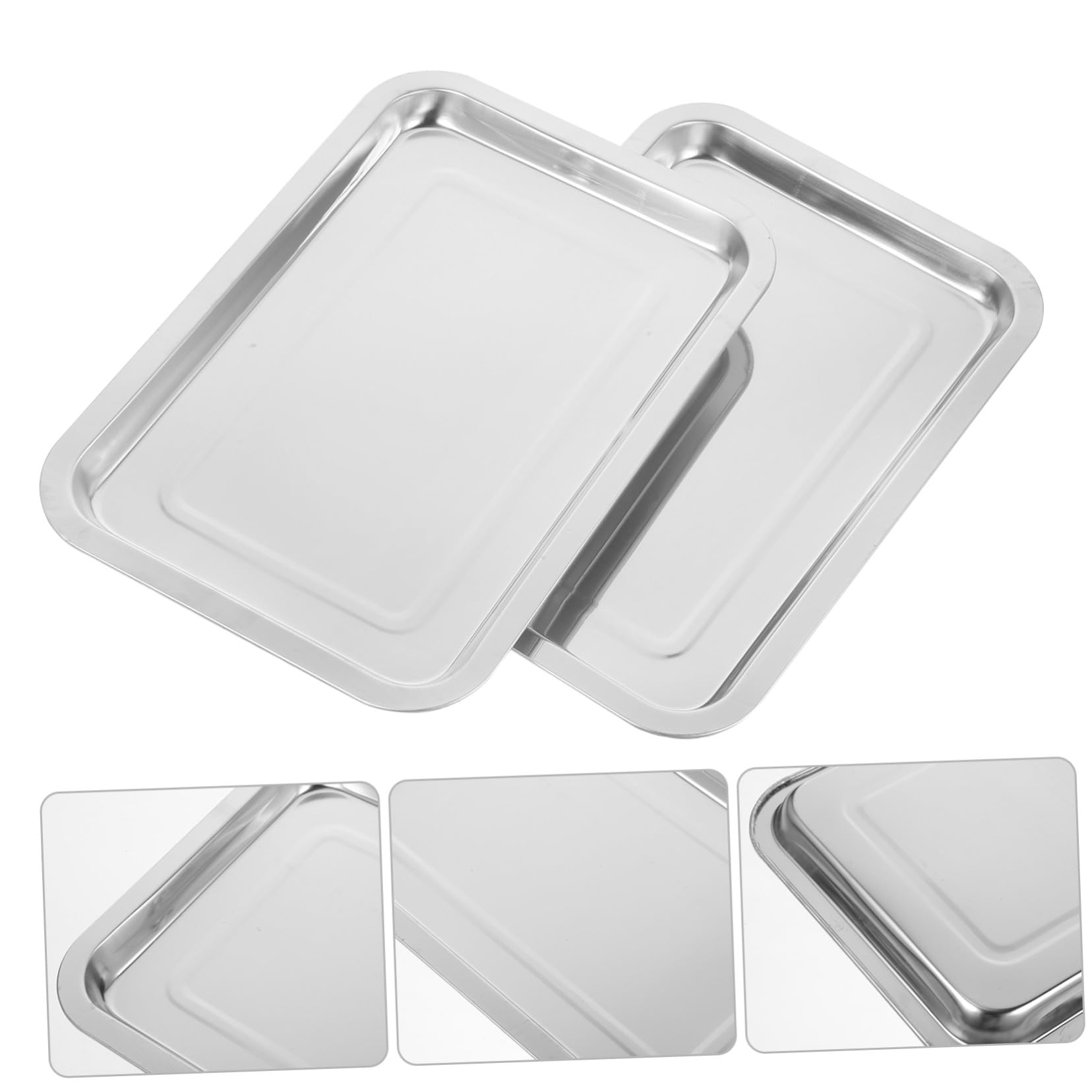 Plateau Argenté en Acier Inoxydable pour Tatouage, Lot de 2, Résistant la Déformation, Facile à Nettoyer, Usage Quotidien
