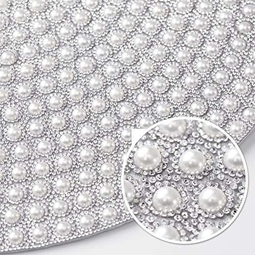 Cumouna 115-001-PLACEMATS Pearl Round Placemat, 15-Inch Anti-Slip Tablescapes Decorations Sparkling Bling Rhinestones Silver Placemat For Nightstand Tablecloths Centerpiece Standing T-Lights Candles Vases Mat thumb #2