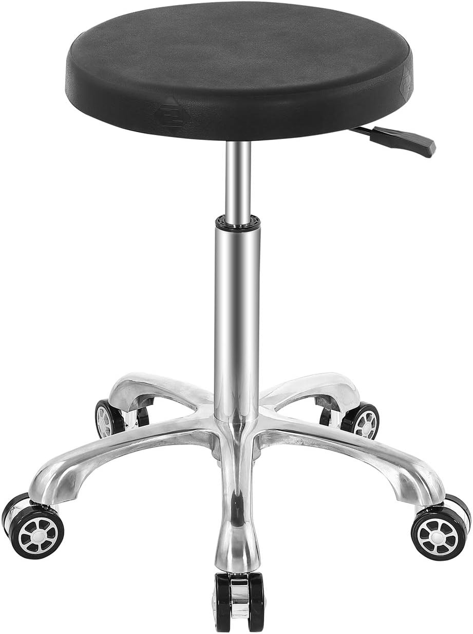 Coolu Professional Swivel Rolling Stool Adjustable Height Hydraulic Stool with Wheels for Office Laboratory Medical Salon Tattoo Kitchen Massage Studio (Black)