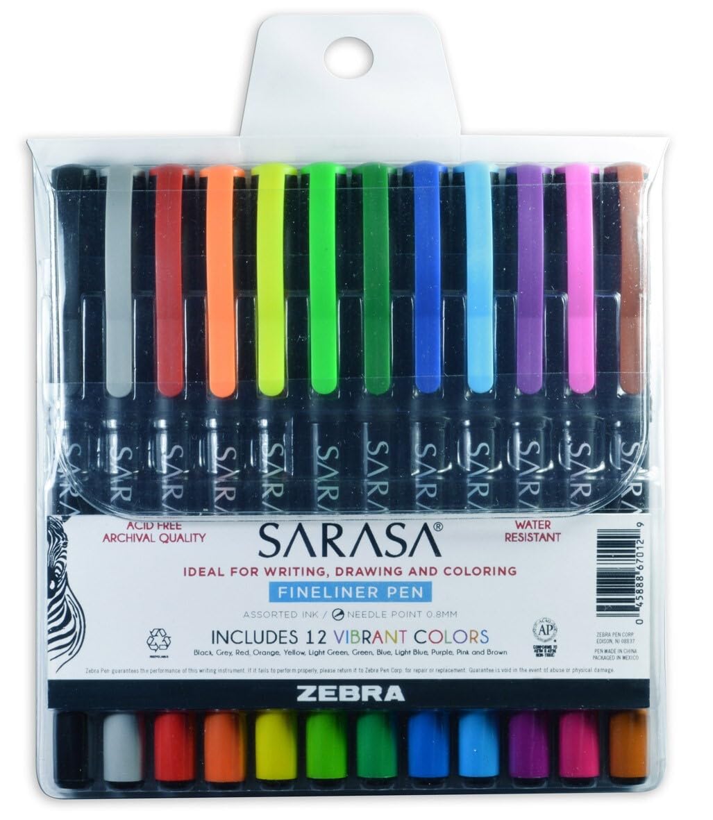 Amazon.com: Zebra Pen, SARASA Fineliner Felt Tip Pens, 0.8mm