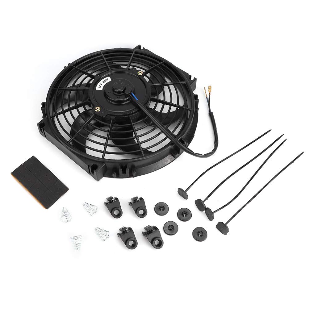 Wakects Ventola di Raffreddamento per Auto, 12 V, 80 W, Ventola di Raffreddamento per Auto, Ventilatore Elettrico Universale 10 Pollici, per Camion rimorchio con Kit di