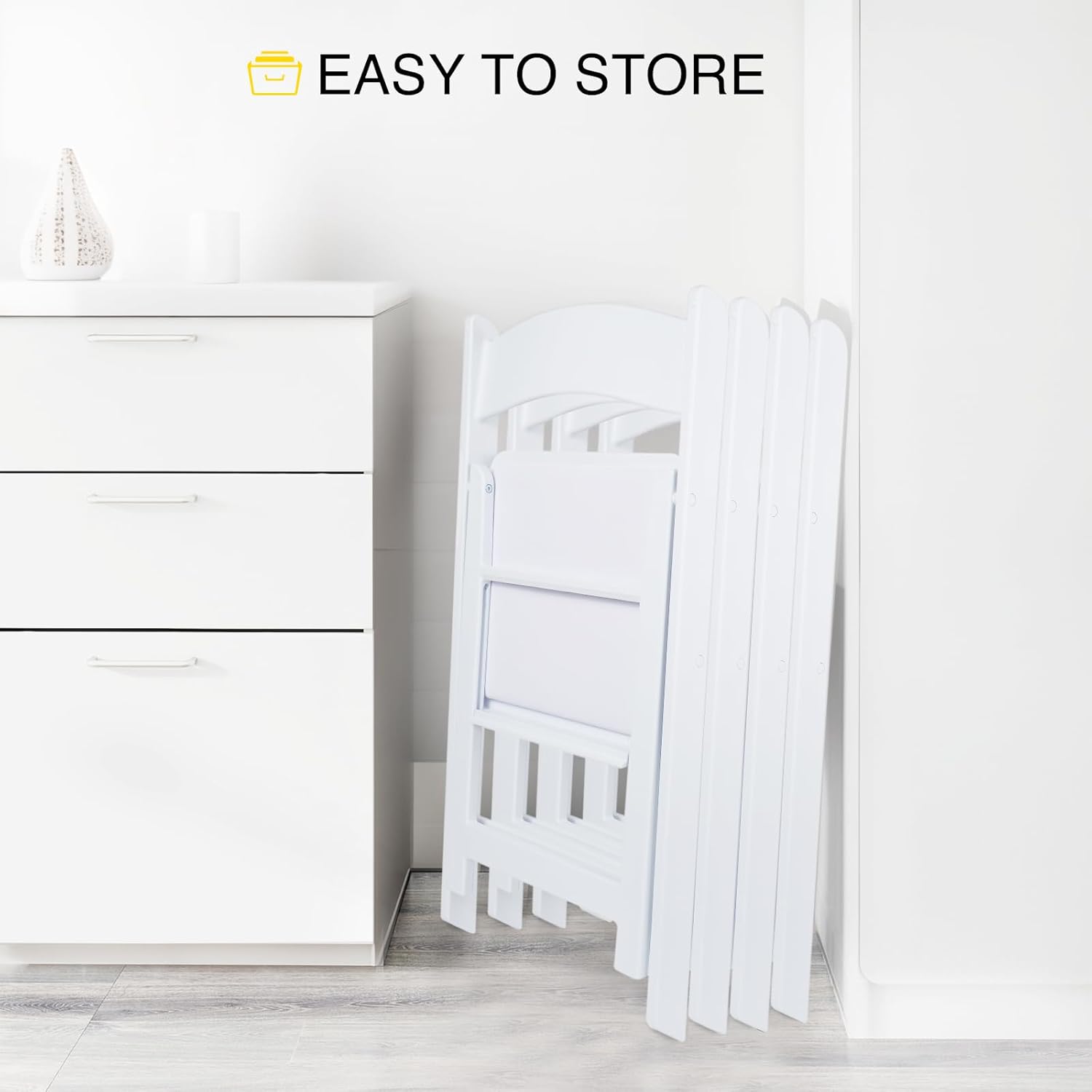 White 4 PCS Lightweight Resin Folding Chairs with Padding Unleash Comfort Foldable Chair and Durability, Commercial-Grade 800 lbs Capacity-Stackable Chairs for Upscale Events