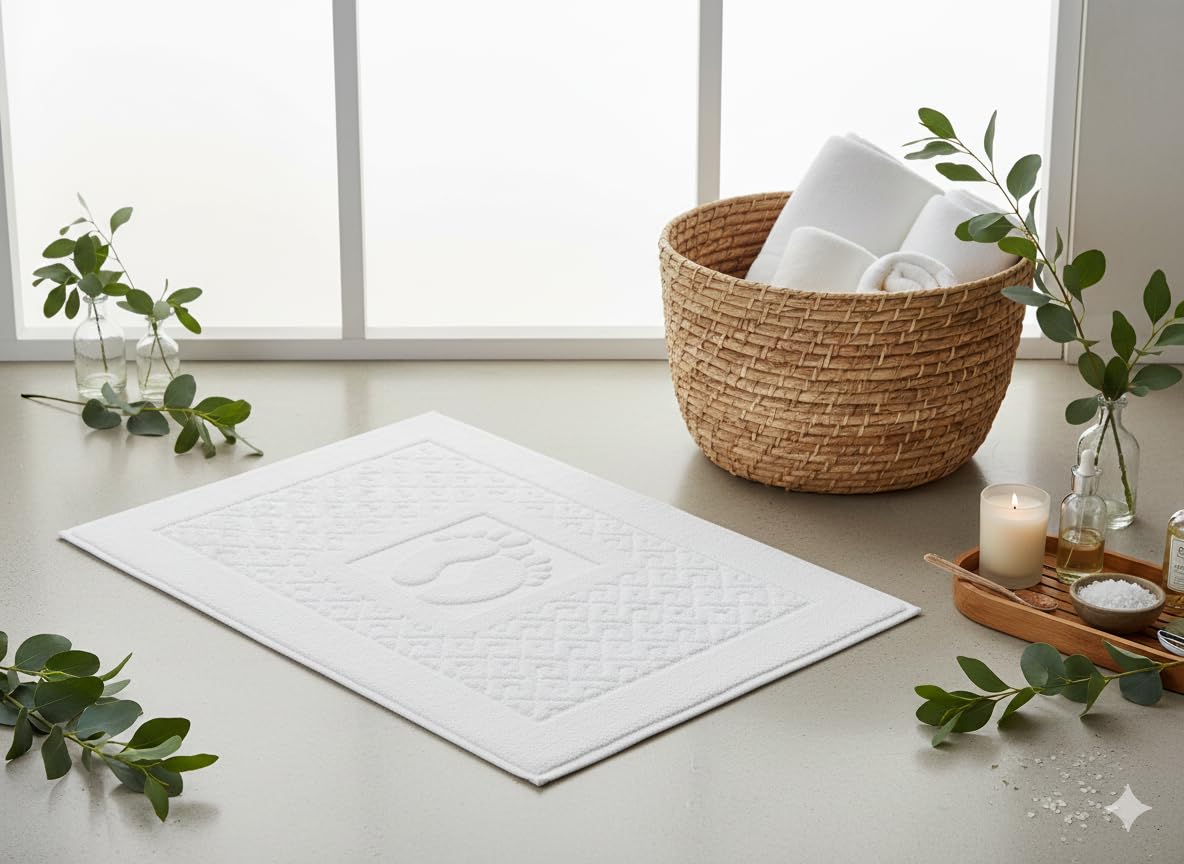 Alfombra de Baño 100% Algodón Turco Pack 6, Alfombrilla Baño Estilo Hotel Absorbente, Alfombra Ducha Lavable Secado Rápido, Suave Alfombrilla para Baño, Bañera y Habitación de Invitados 50x70 cm